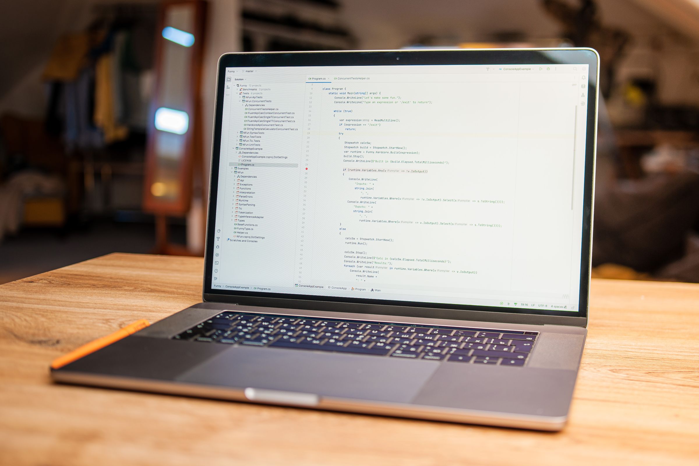 Laptop with code editor open on a desk